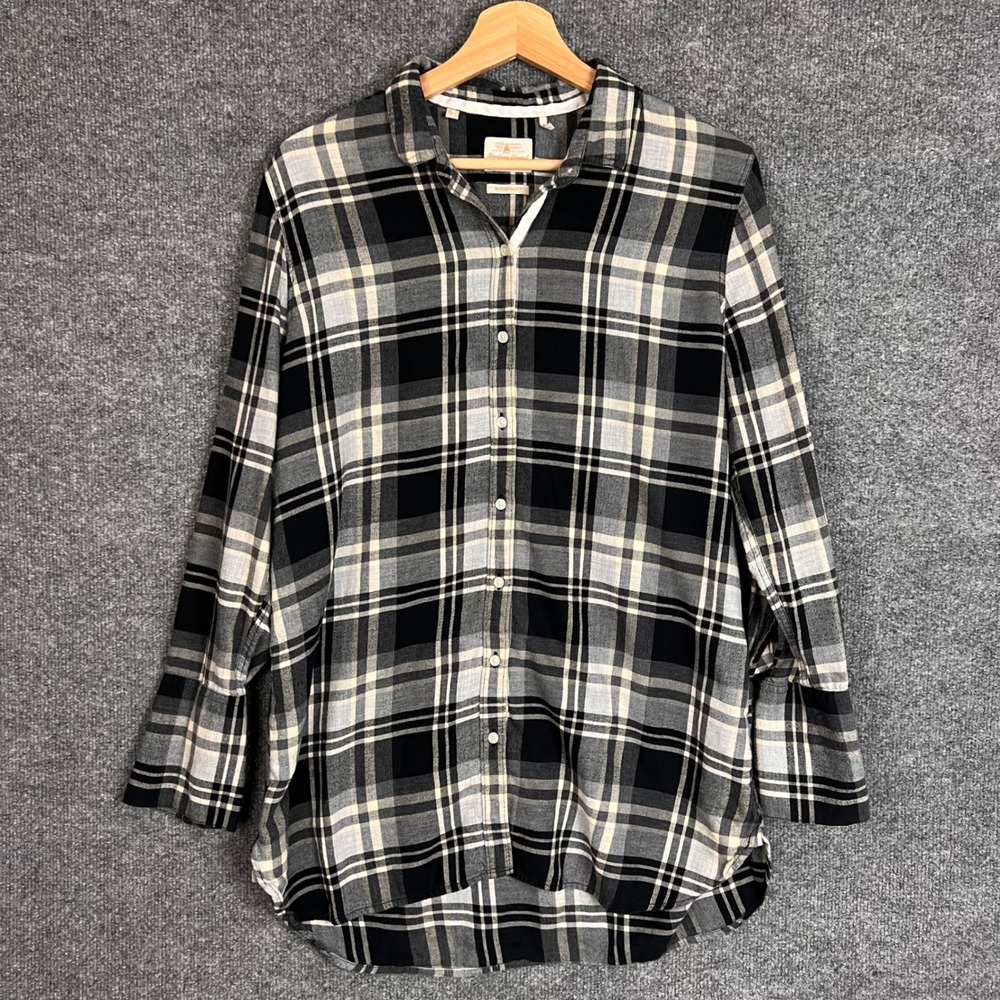 Barbour Button Down Shirt Womens 10 Black Plaid Good Modern Fit Flannel
